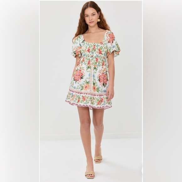 FARM Rio Dresses & Skirts - Farm Rio Off-White Bloom Garden Euroflax Premium Linen Mini Dress NWT Size XS